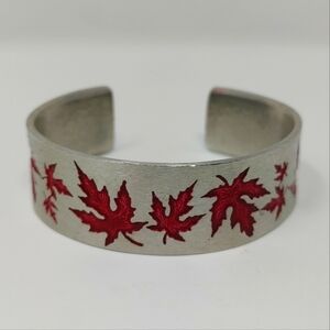 Atlantic Pewter Maple Leaf Cuff Bracelet